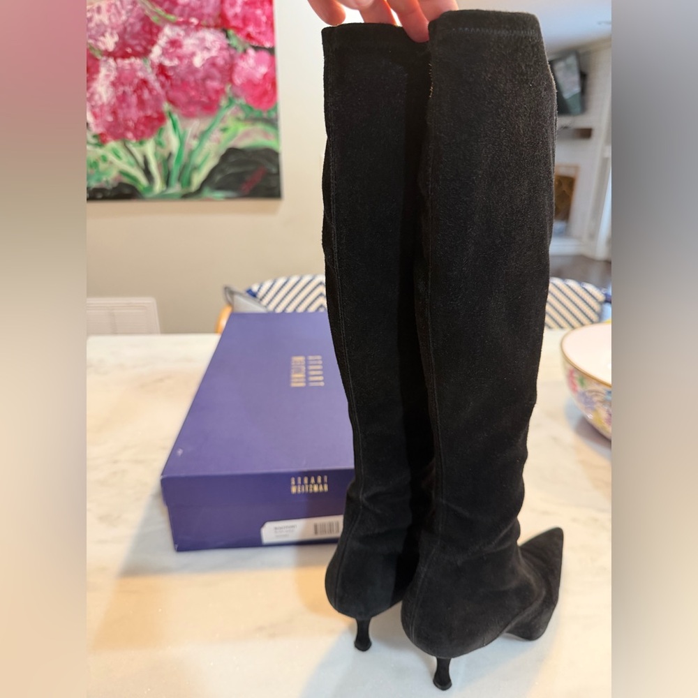 Stuart Weitzman Black Suede Bootpoint - image 2